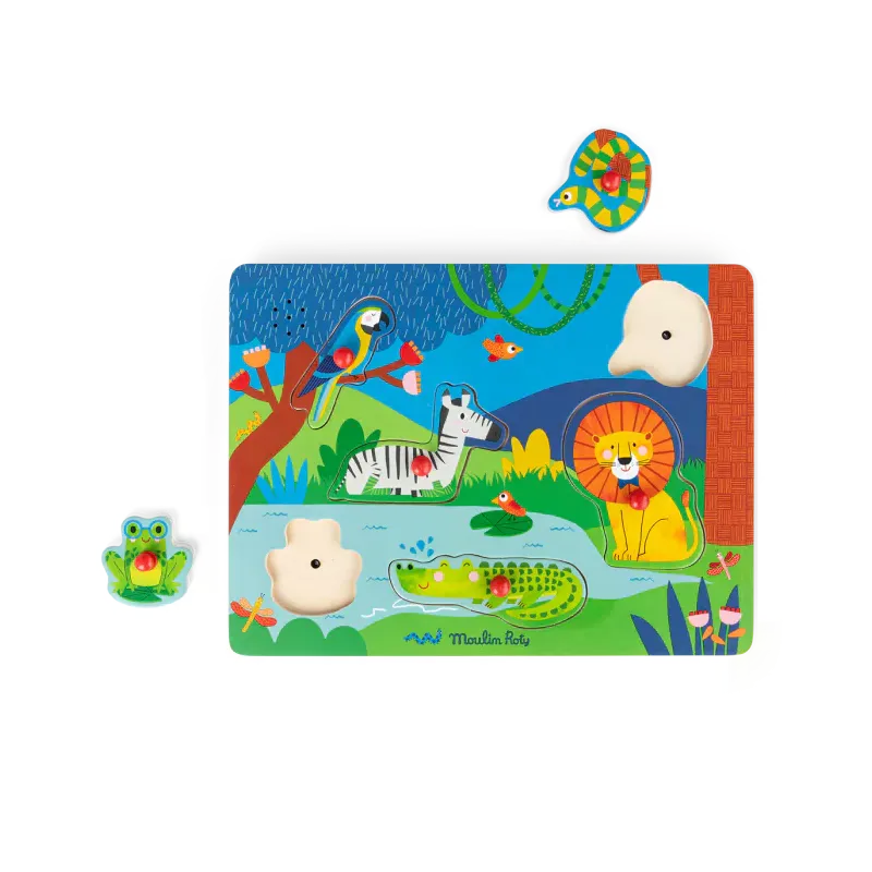 Puzzle sonore animaux en bois les toupitis