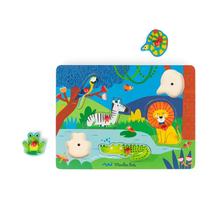 Puzzle sonore animaux en bois les toupitis