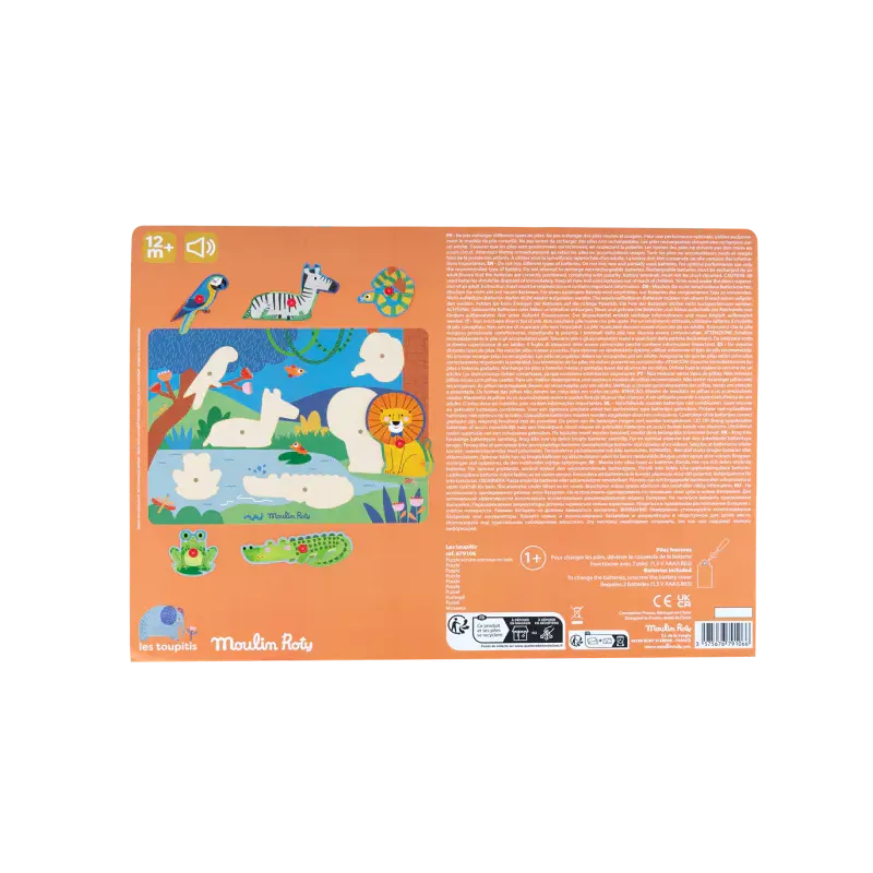 Puzzle sonore animaux en bois les toupitis
