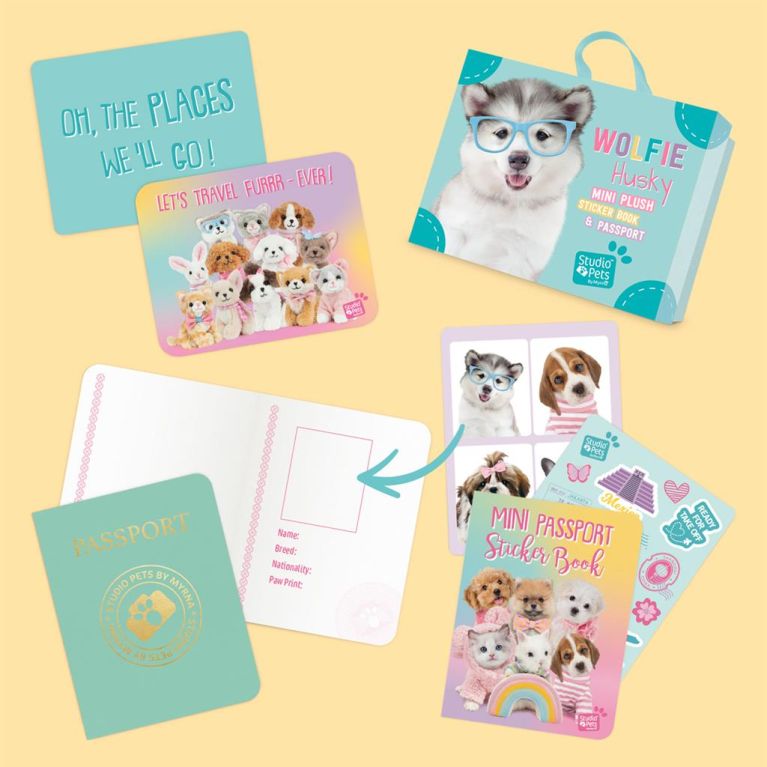 Mini peluche dans sa boîte studio pets - Alaskan malamute