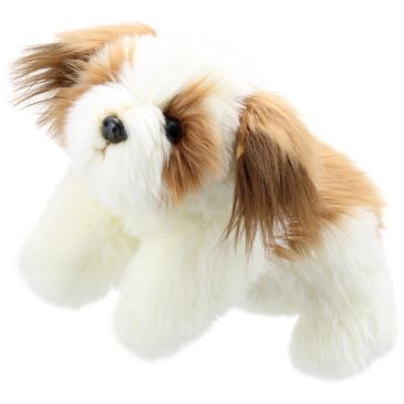 Peluche chien brun et blanc