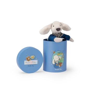 Poupée chien Pilou - Bleu - Avec sa boîte - Puce et Pilou