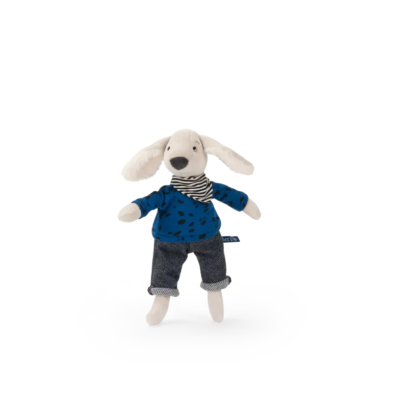 Poupée chien Pilou - Bleu - Avec sa boîte - Puce et Pilou