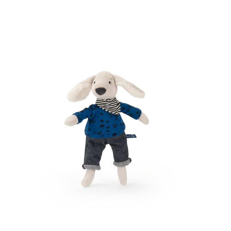 Poupée chien Pilou - Bleu - Avec sa boîte - Puce et Pilou