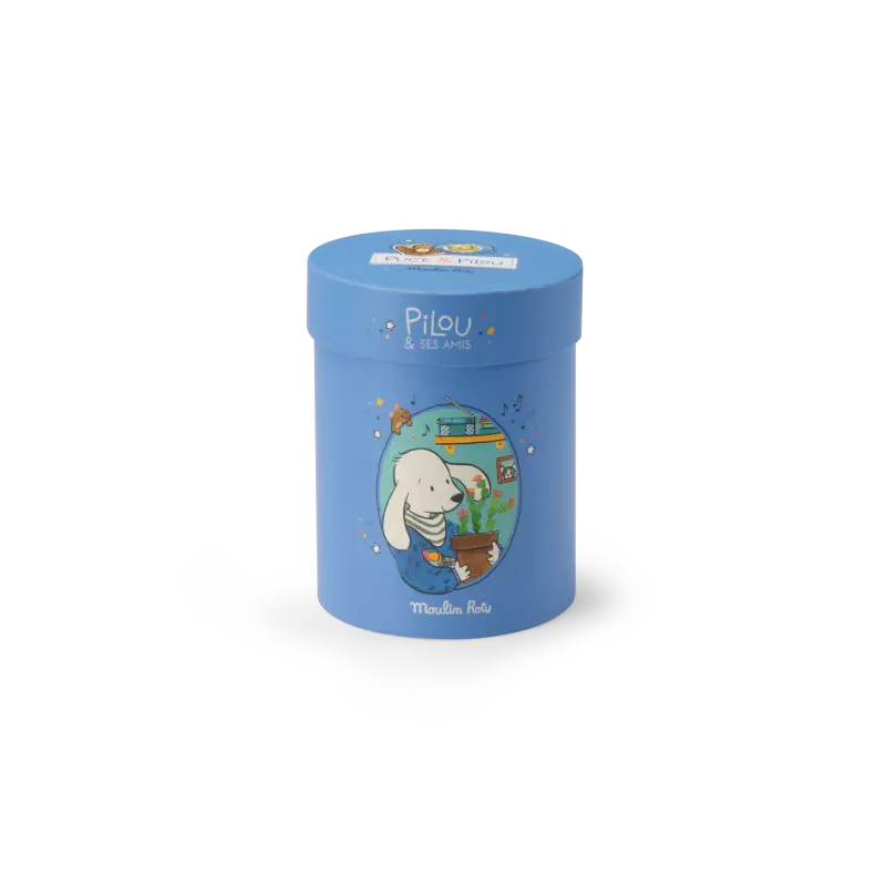 Poupée chien Pilou - Bleu - Avec sa boîte - Puce et Pilou