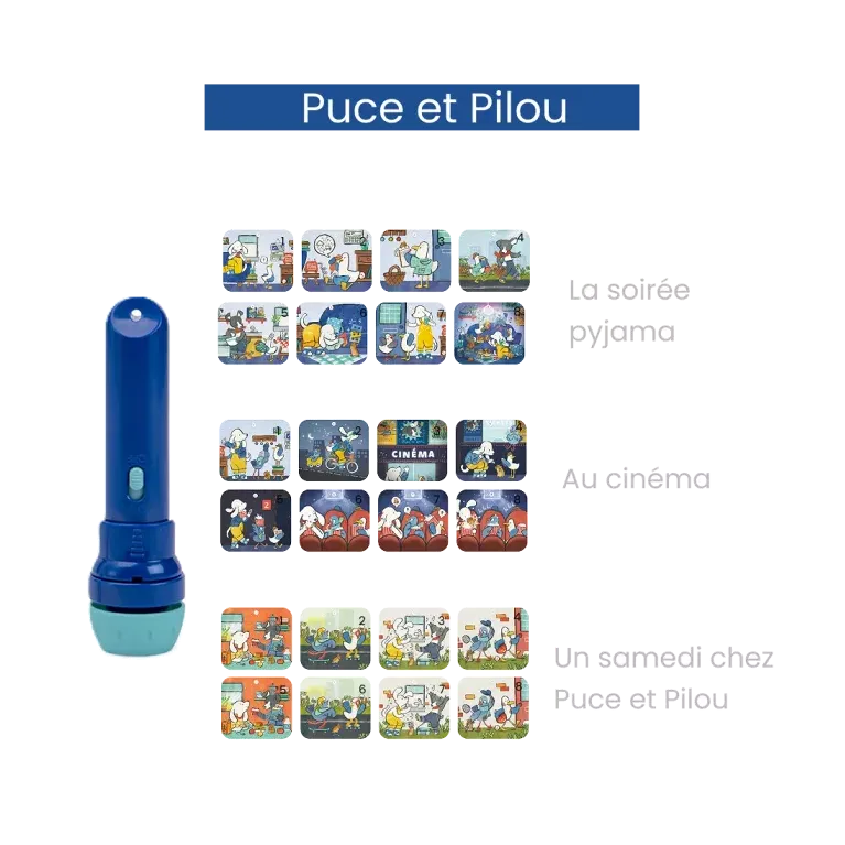 Lampe à histoires - Puce et Pilou