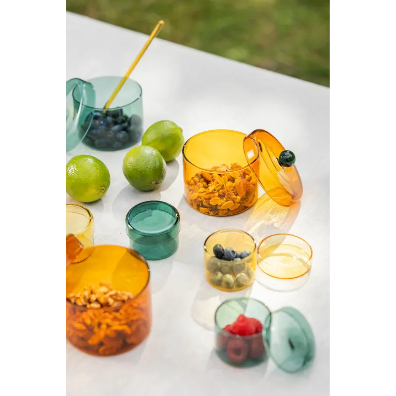 Pot avec couvercle en verre - Rainbow - Bleu 