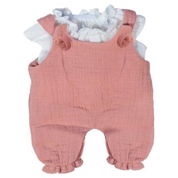 Salopette et blouse 32 cm rose blanc pour poupée