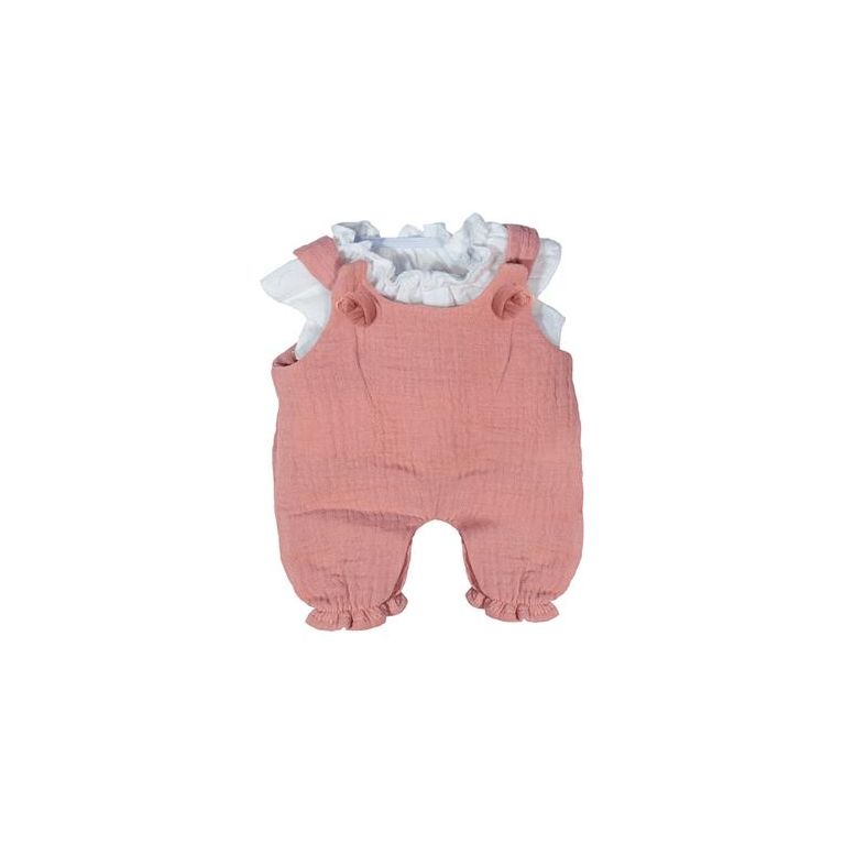 Salopette et blouse 32 cm rose blanc pour poupée