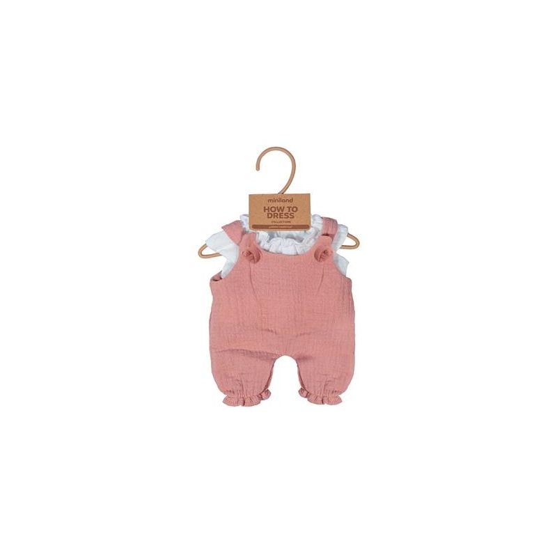 Salopette et blouse 32 cm rose blanc pour poupée