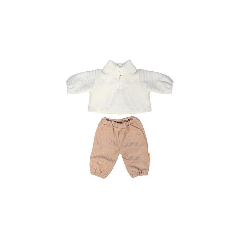 Pull et pantalon 38 cm écru beige pour poupée