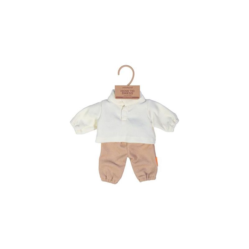Pull et pantalon 38 cm écru beige pour poupée