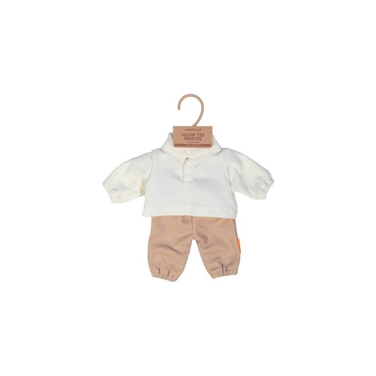 Pull et pantalon 38 cm écru beige pour poupée