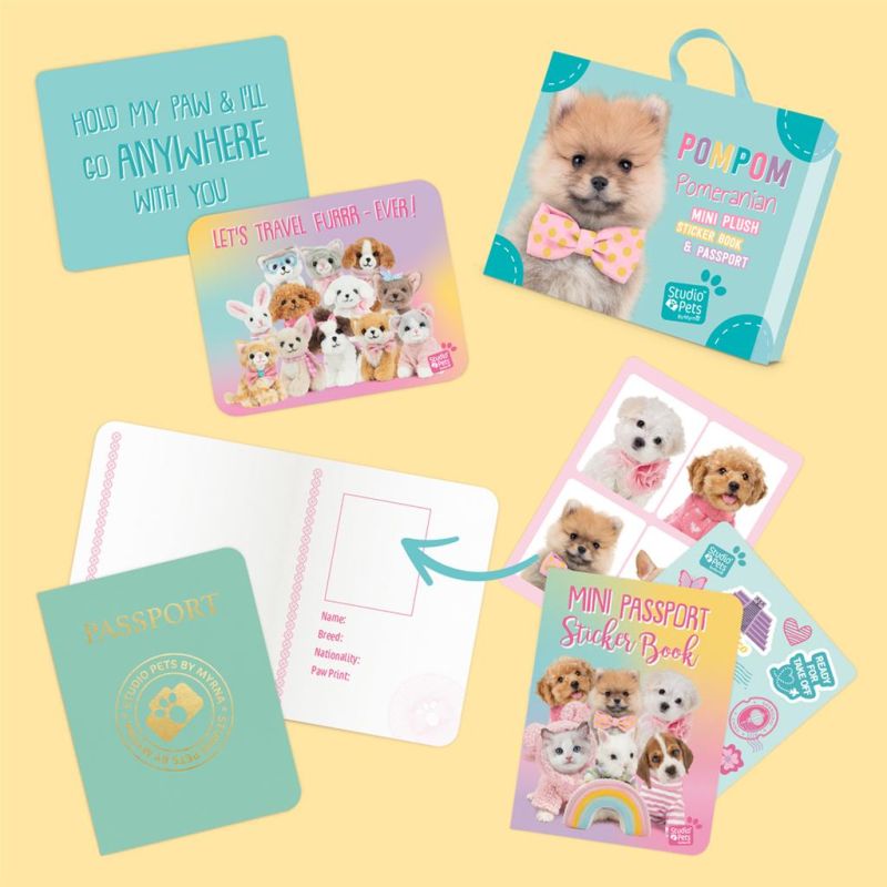 Mini peluche dans sa boîte studio pets - Pomeranian