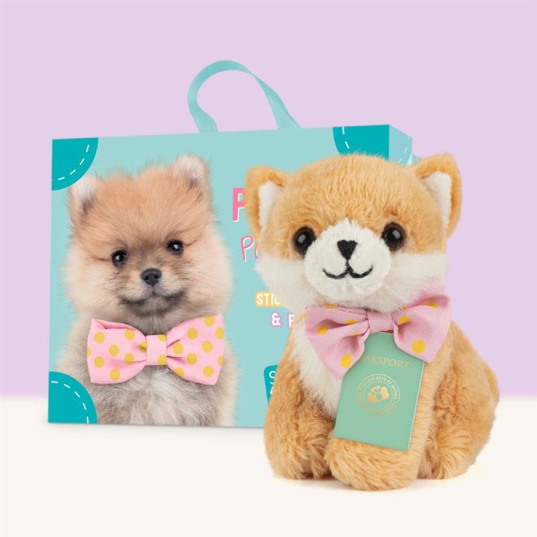 Mini peluche dans sa boîte studio pets - Pomeranian