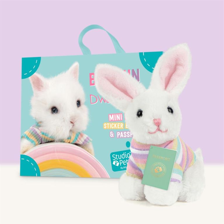 Mini peluche dans sa boîte studio pets - Lapin
