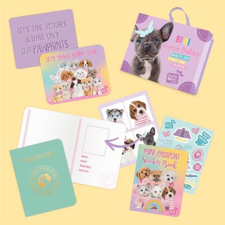 Mini peluche dans sa boîte studio pets - Bulldog