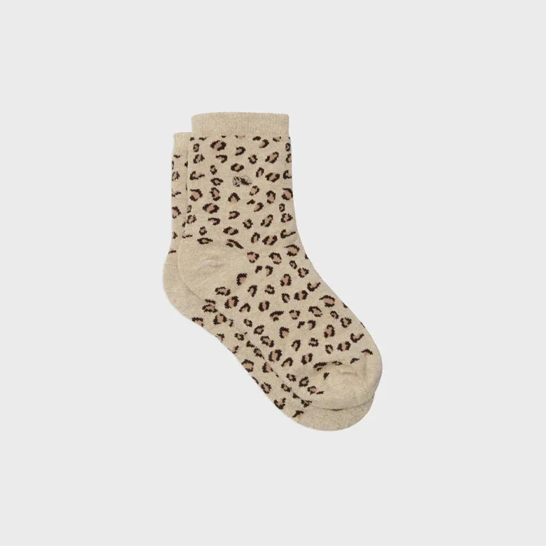 Chaussettes en coton - Taille 37-40 - Leopard - Beige et doré