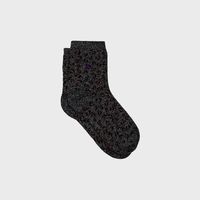 Chaussettes léopard en coton - Taille 37-40 - Noir et argent 