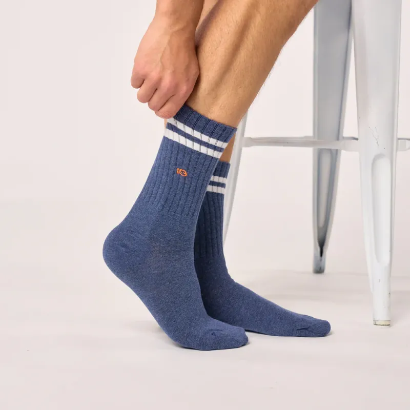 Chaussettes rétro - Bleu rayé blanc - 41/46