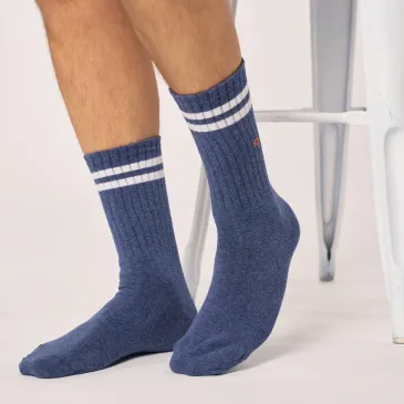Chaussettes rétro - Bleu rayé blanc - 41/46