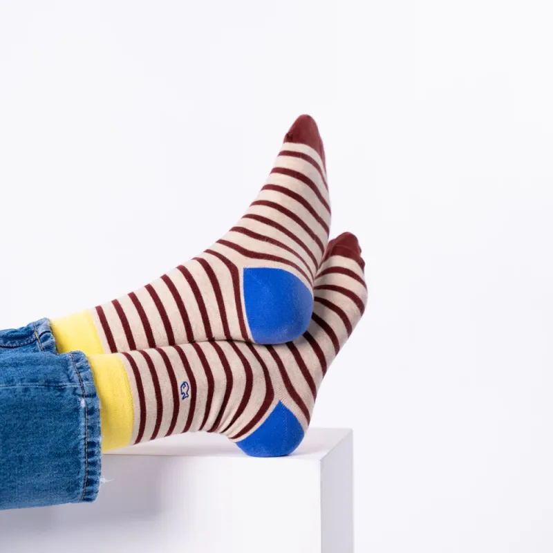 Paire de chaussettes - 41-46 - Beige rayé