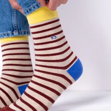 Paire de chaussettes - 41-46 - Beige rayé