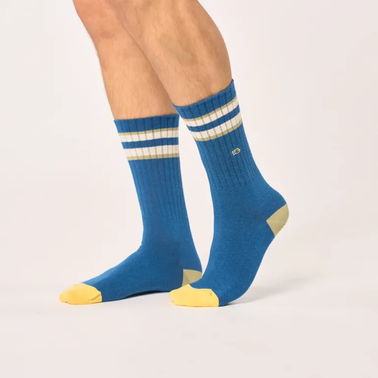 Paire de chaussettes - 41-46 - Rétro - Bleu rayé