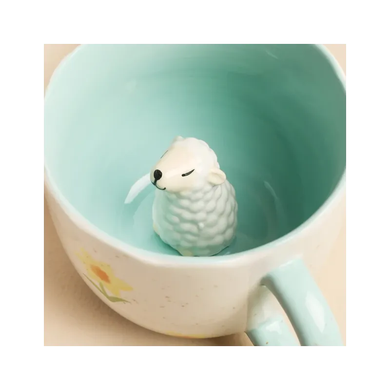 Mug à fleurs - mouton à l'intérieur