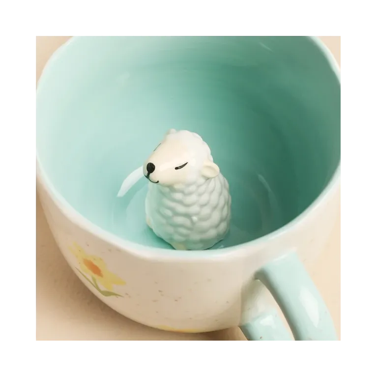 Mug à fleurs - mouton à l'intérieur