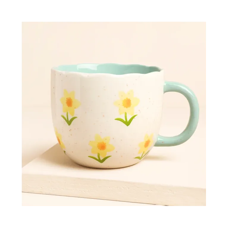 Mug à fleurs - mouton à l'intérieur