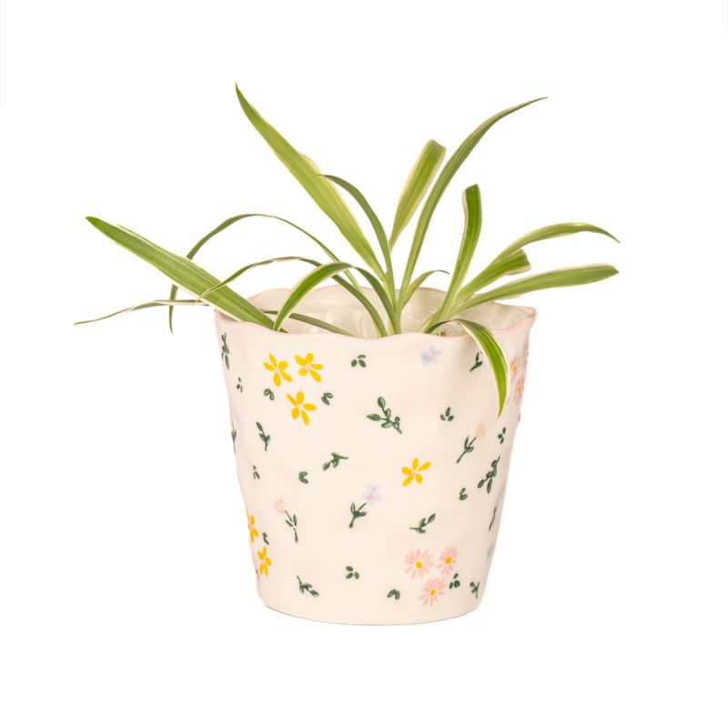 Pot à fleurs - Motif floral léger & coloré