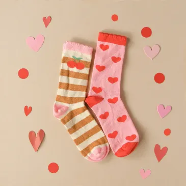 Lot de 2 paires de chaussettes - Cerise et coeur - 31 - 35.5