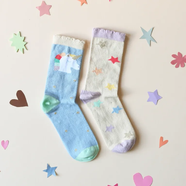 Lot de 2 paires de chaussettes - Licorne - 27 - 31
