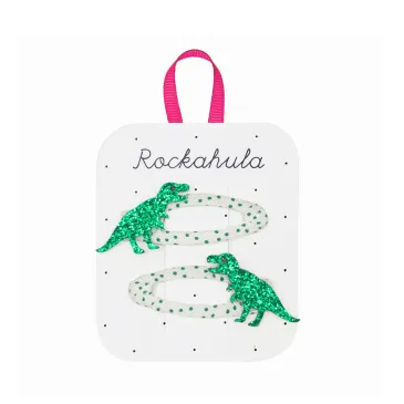 Lot de 2 barrettes - T-rex vert