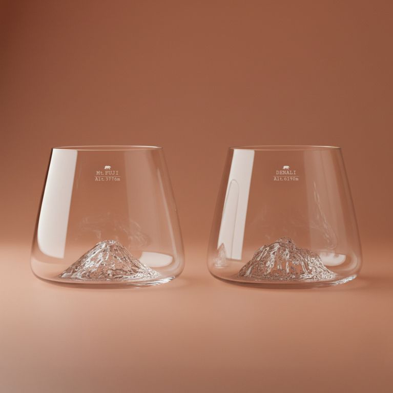 Set de 2 verres topographiques - Fuji et Denali 