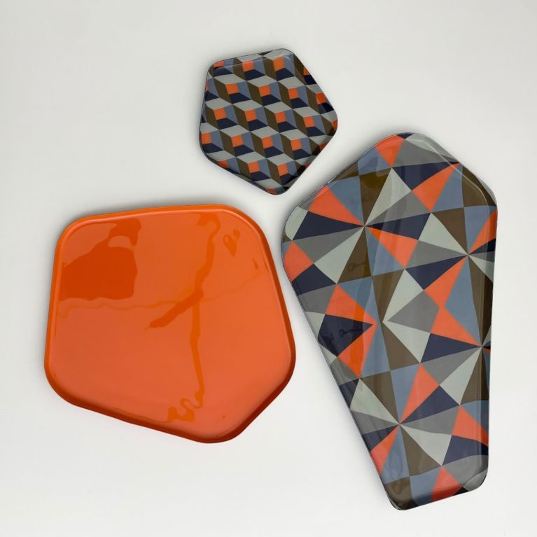 Set de 3 plateaux vintage diamond Dark