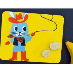 Set de table 24 x 19 cm de table Lapin cowboy au lasso