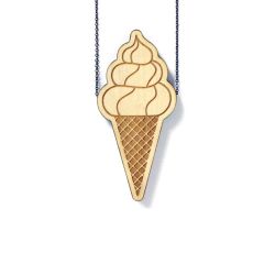 Collier long en bois massif Cornet de glace Les Folles Marquises