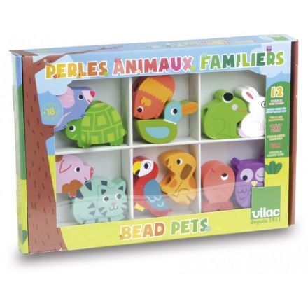 Perles en bois animaux familiers Vilac